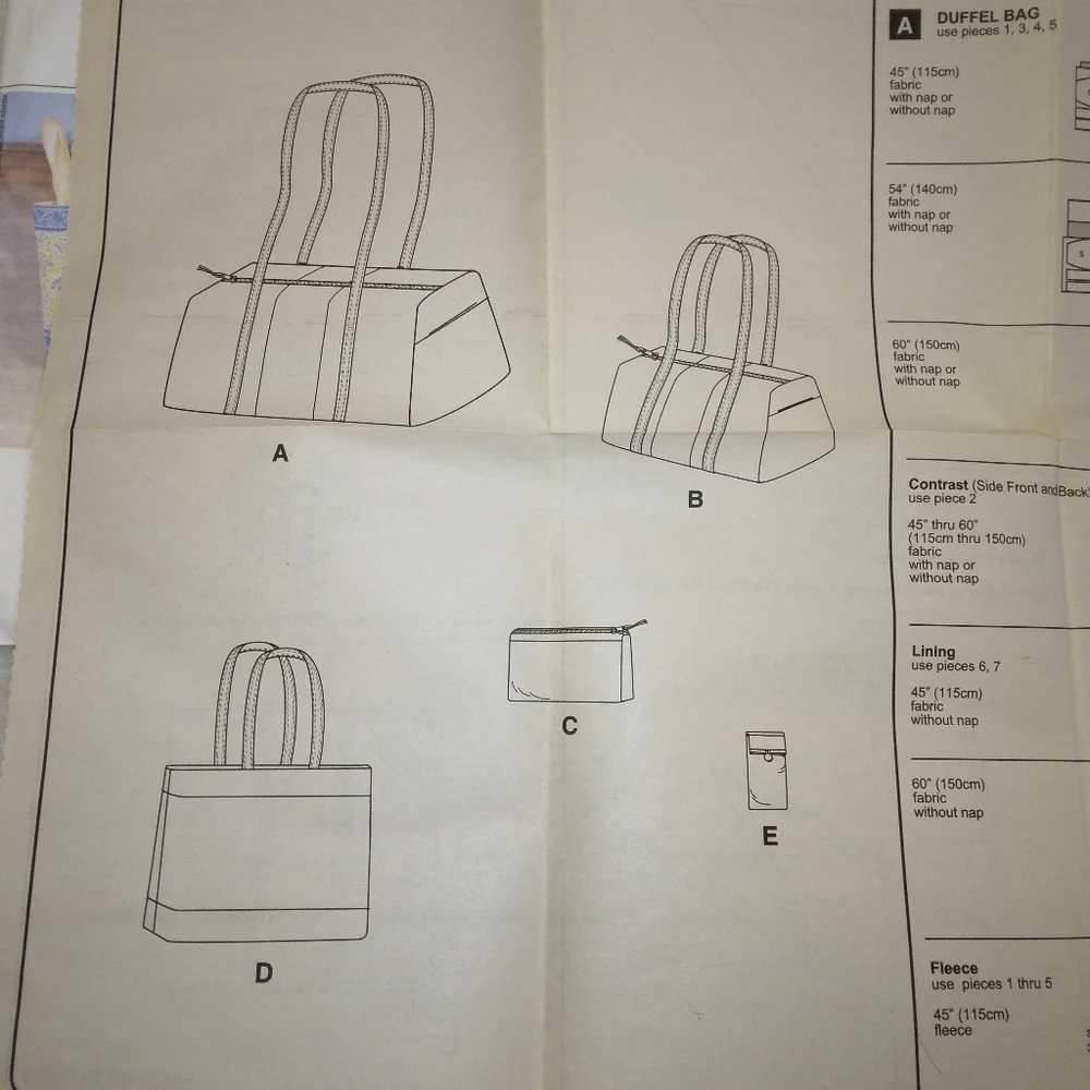 McCall's 3693 Bags in 5 styles